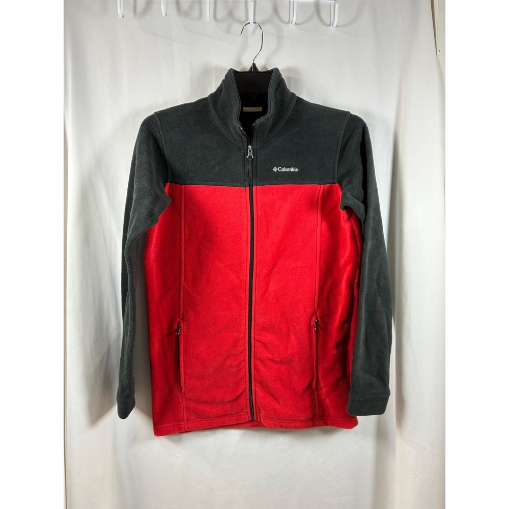 Columbia Mens Full Zip Fleece Jacket XL Red Black Colorblock Mock Neck RN69724